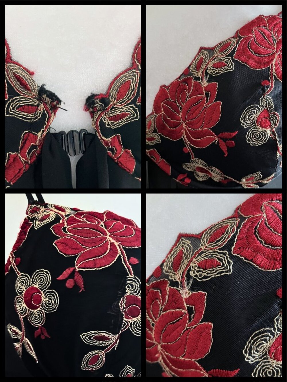 Vintage 90s Sheer Black Lingerie Long Slip Dress Embroidered. M/L. Whimsigoth - Picture 11 of 11